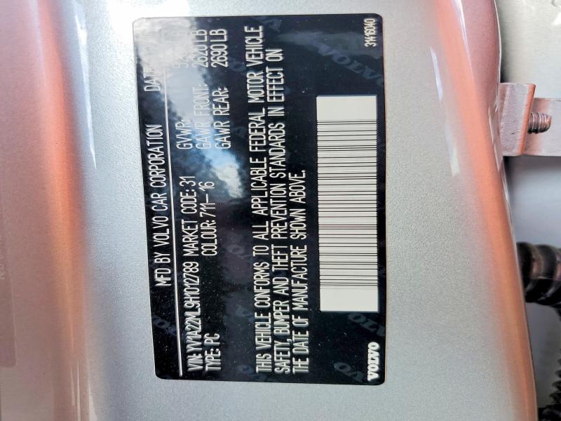 2017 Volvo S90 მანქანა იყიდება აუქციონზე, vin: YV1A22ML9H1012789, აუქციონის ნომერი: 55590566