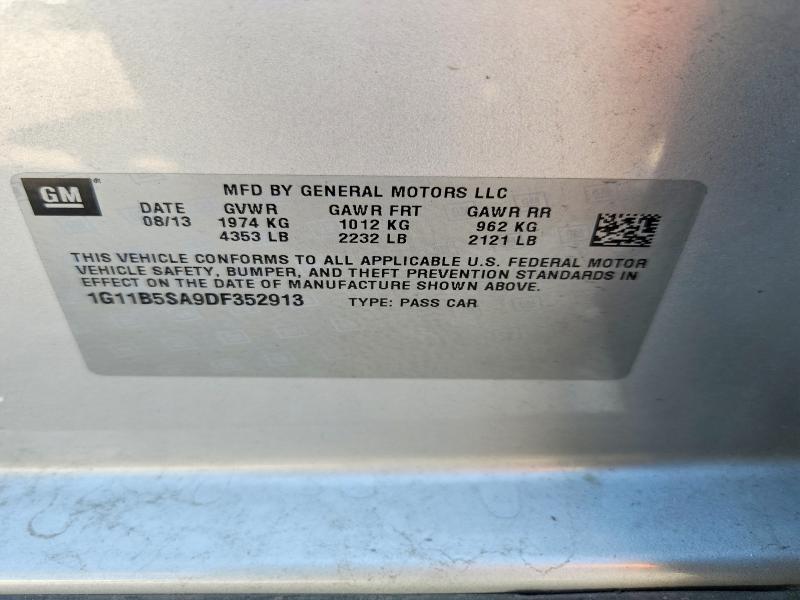 56591986 :رقم المزاد ، 1G11B5SA9DF352913 vin ، 2013 Chevrolet Malibu مزاد بيع