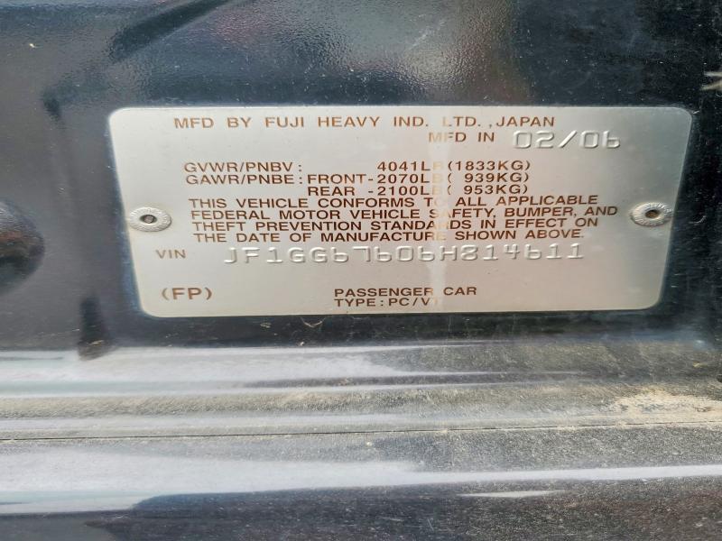 2006 Subaru Impreza მანქანა იყიდება აუქციონზე, vin: JF1GG67606H814611, აუქციონის ნომერი: 59144986
