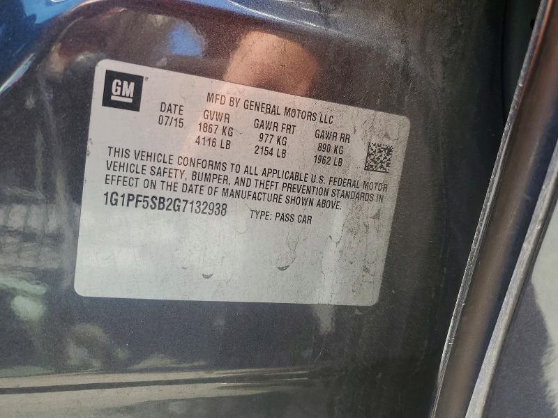 57259586 :رقم المزاد ، 1G1PF5SB2G7132938 vin ، 2016 Chevrolet Cruze Limited مزاد بيع
