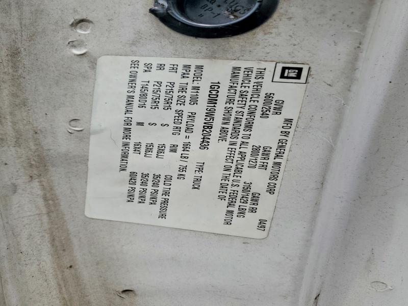 Продажа на аукционе авто 1997 Chevrolet Astro, vin: 1GCDM19W5VB204436, номер лота: 85621985