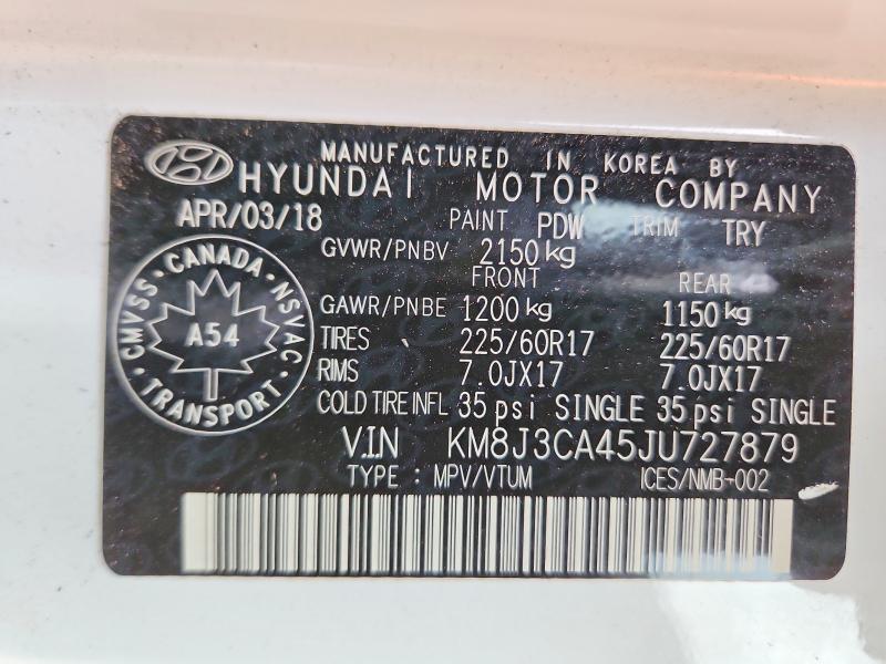 Продажа на аукционе авто 2018 Hyundai Tucson, vin: KM8J3CA45JU727879, номер лота: 58267536