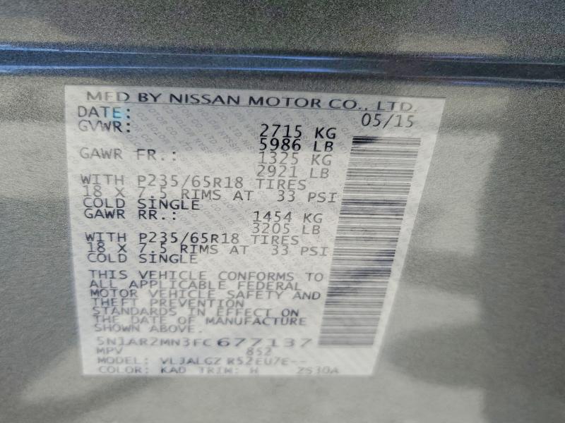 Aukcja sprzedaży 2015 Nissan Pathfinder, vin: 5N1AR2MN3FC677137, numer aukcji: 57390776