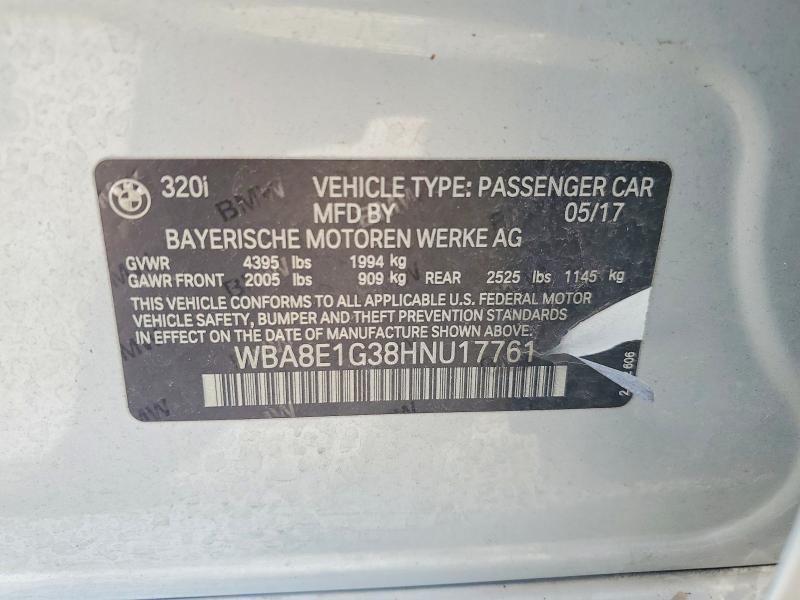 Aukcja sprzedaży 2017 Bmw 320, vin: WBA8E1G38HNU17761, numer aukcji: 58218316
