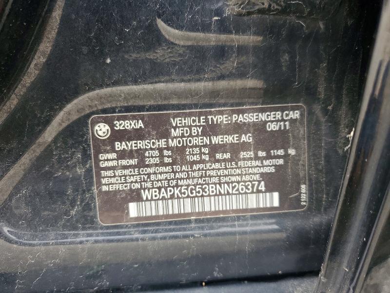 Продажа на аукционе авто 2011 Bmw 328, vin: WBAPK5G53BNN26374, номер лота: 57427016
