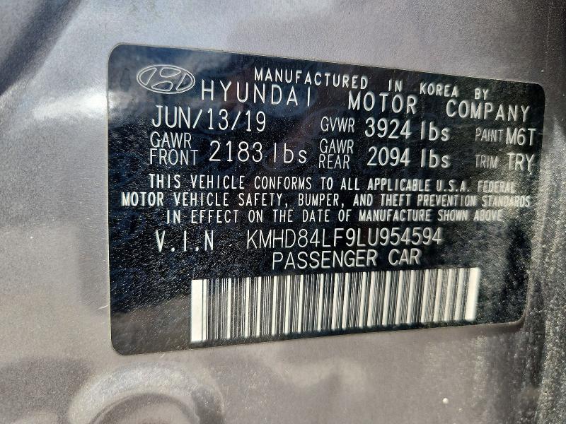 Продаж на аукціоні авто 2020 Hyundai Elantra, vin: KMHD84LF9LU954594, номер лоту: 57055816