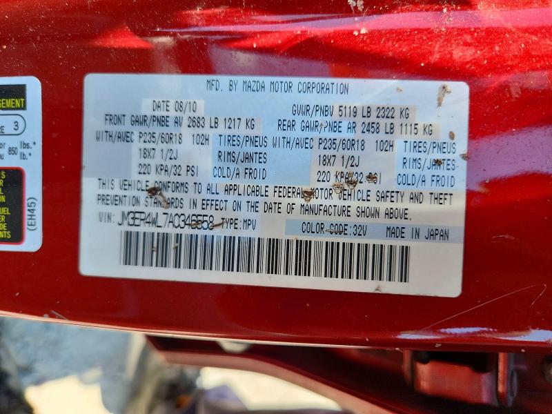56877666 :رقم المزاد ، JM3ER4WL7A0346558 vin ، 2010 Mazda Cx-7 مزاد بيع