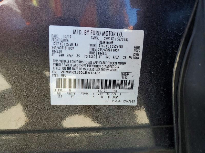 Aukcja sprzedaży 2020 Ford Edge, vin: 2FMPK3J90LBA13451, numer aukcji: 59102086
