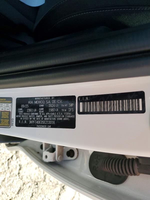Продаж на аукціоні авто 2025 Kia K4, vin: 3KPFT4DE3SE213016, номер лоту: 54882306