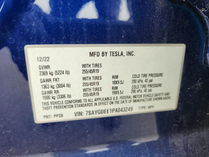 2023 Tesla Model Y მანქანა იყიდება აუქციონზე, vin: 7SAYGDEE1PA043249, აუქციონის ნომერი: 56459716