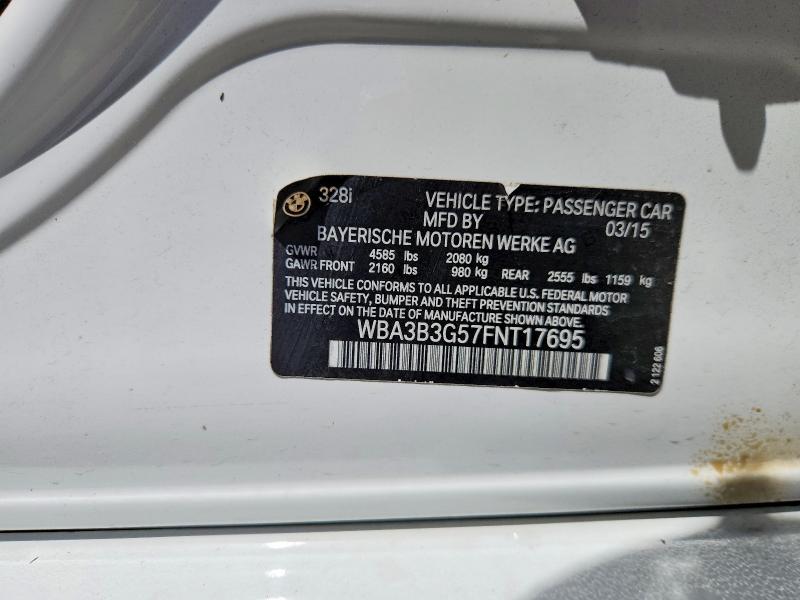 2015 Bmw 328 მანქანა იყიდება აუქციონზე, vin: WBA3B3G57FNT17695, აუქციონის ნომერი: 56367346