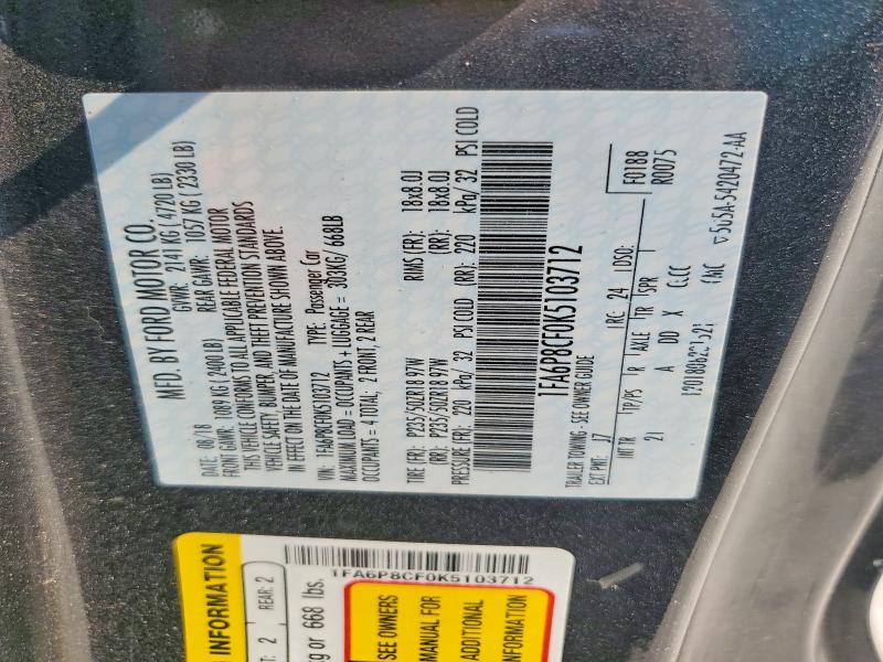 Aukcja sprzedaży 2019 Ford Mustang, vin: 1FA6P8CF0K5103712, numer aukcji: 58205316