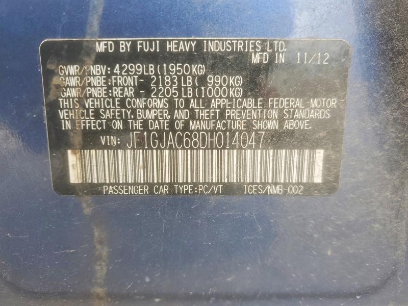Aukcja sprzedaży 2013 Subaru Impreza, vin: JF1GJAC68DH014047, numer aukcji: 58079326