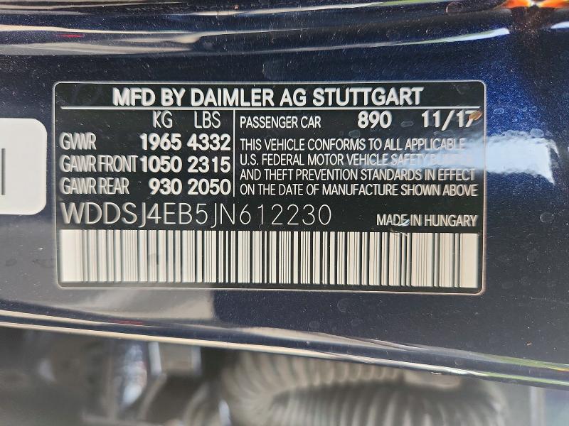 58588446 :رقم المزاد ، WDDSJ4EB5JN612230 vin ، 2018 Mercedes-benz Cla مزاد بيع