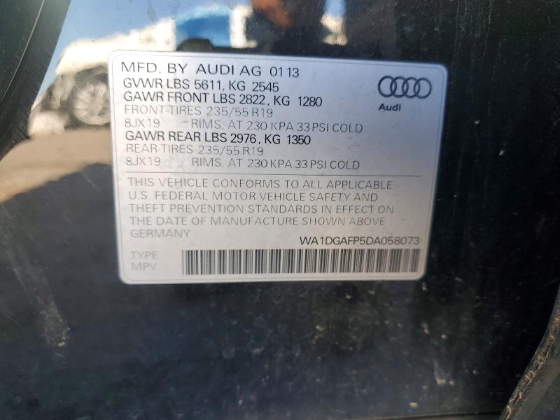 Aukcja sprzedaży 2013 Audi Q5, vin: WA1DGAFP5DA058073, numer aukcji: 56730626