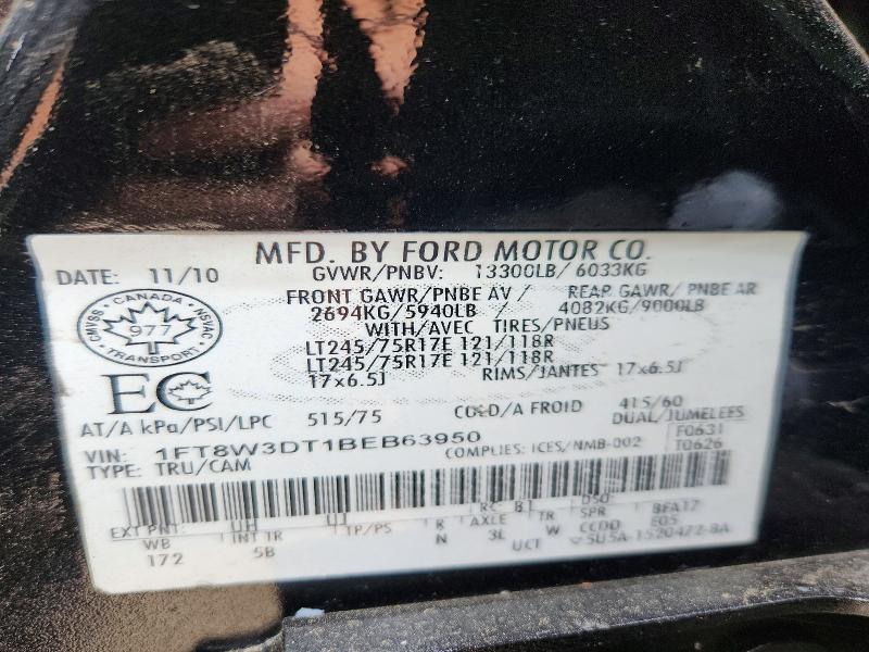 56810066 :رقم المزاد ، 1FT8W3DT1BEB63950 vin ، 2011 Ford F350 مزاد بيع