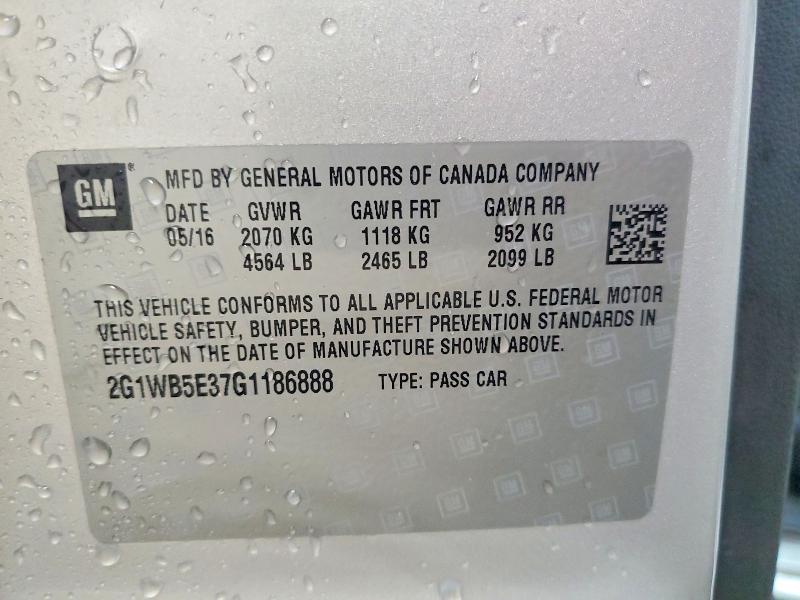 Aukcja sprzedaży 2016 Chevrolet Impala Limited, vin: 2G1WB5E37G1186888, numer aukcji: 59304736