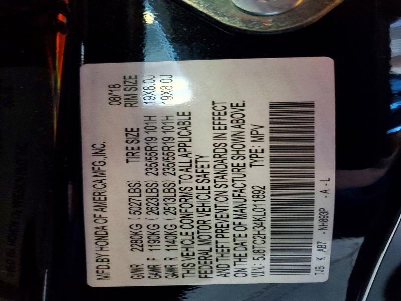 58471766 :رقم المزاد ، 5J8TC2H34KL011892 vin ، 2019 Acura Rdx مزاد بيع