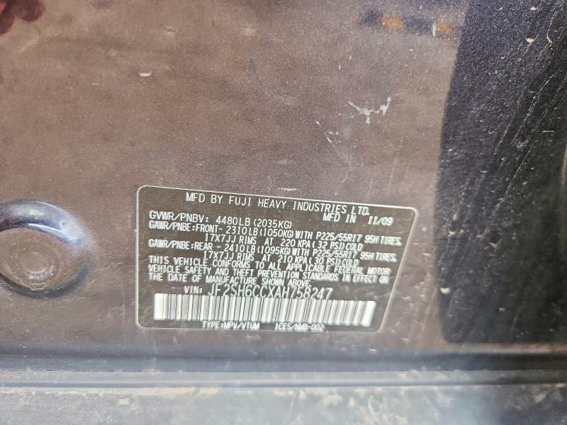 Продаж на аукціоні авто 2010 Subaru Forester, vin: JF2SH6CCXAH758247, номер лоту: 57438386