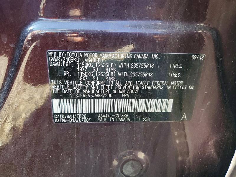 Aukcja sprzedaży 2018 Toyota Rav4, vin: 2T3JFREV5JW837500, numer aukcji: 56577556