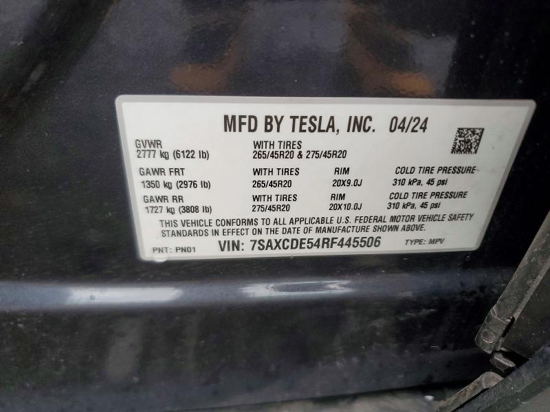 Aukcja sprzedaży 2024 Tesla Model X, vin: 7SAXCDE54RF445506, numer aukcji: 58454656