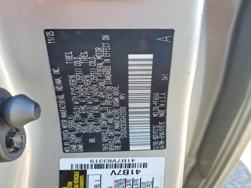 55407846 :رقم المزاد ، 5TDZA23CX6S422000 vin ، 2006 Toyota Sienna مزاد بيع