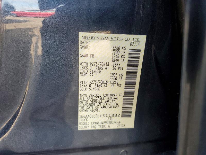 Продаж на аукціоні авто 2014 Nissan Titan, vin: 1N6AA0EC0EN511882, номер лоту: 58414786