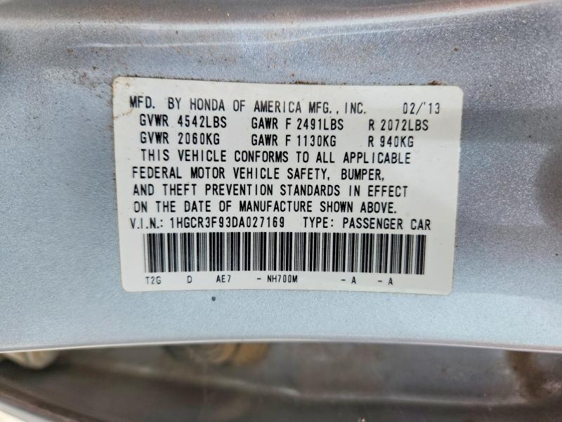 Aukcja sprzedaży 2013 Honda Accord, vin: 1HGCR3F93DA027169, numer aukcji: 56360406