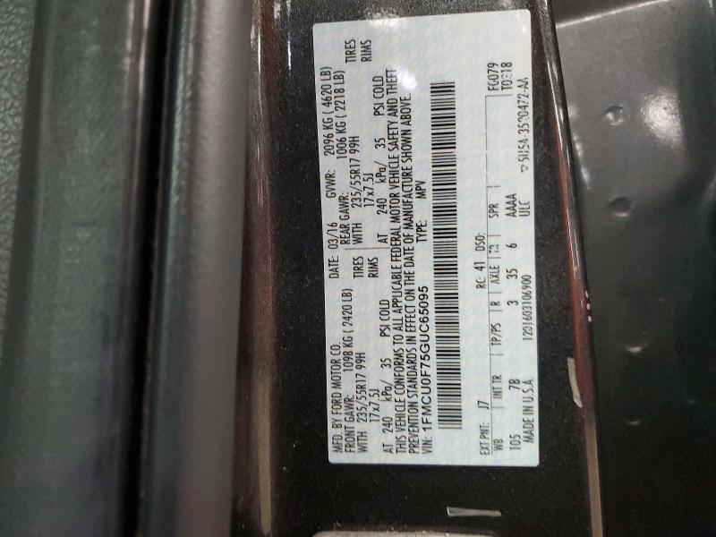 Продажа на аукционе авто 2016 Ford Escape, vin: 1FMCU0F75GUC65095, номер лота: 56663896