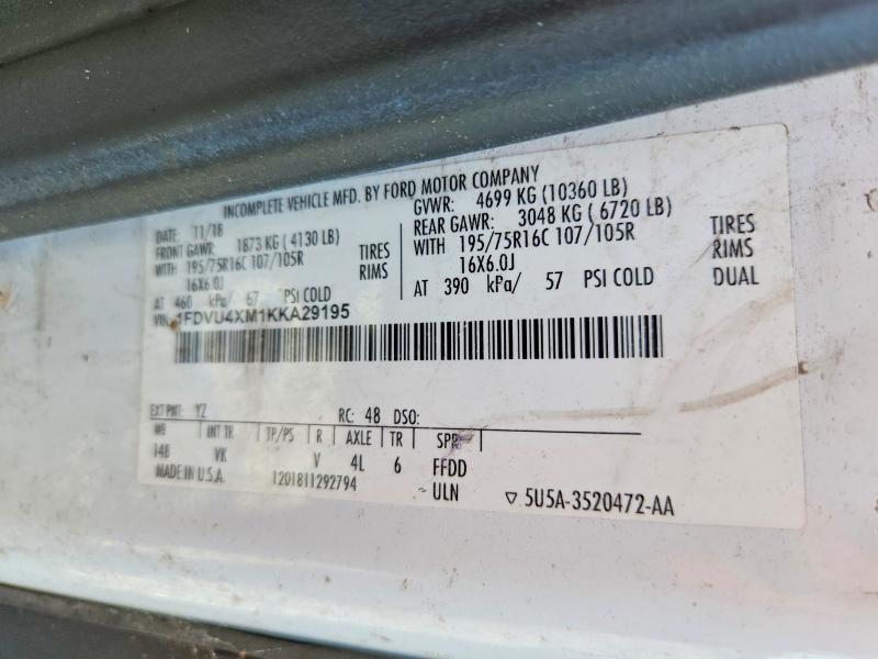 Aukcja sprzedaży 2019 Ford Transit, vin: 1FDVU4XM1KKA29195, numer aukcji: 57088536