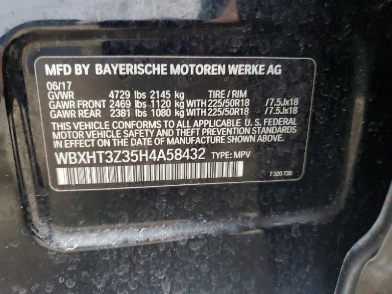 2017 Bmw X1 მანქანა იყიდება აუქციონზე, vin: WBXHT3Z35H4A58432, აუქციონის ნომერი: 57064686