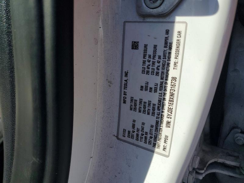 Aukcja sprzedaży 2022 Tesla Model 3, vin: 5YJ3E1EBXNF316738, numer aukcji: 55782356