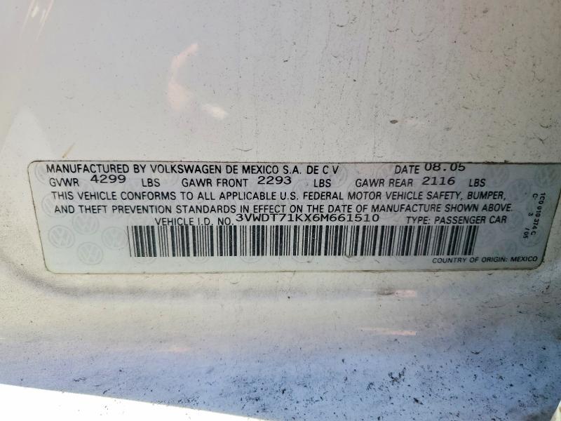Aukcja sprzedaży 2006 Volkswagen Jetta, vin: 3VWDT71KX6M661510, numer aukcji: 58147566