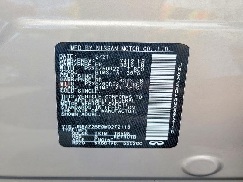 Продаж на аукціоні авто 2021 Infiniti Qx80, vin: JN8AZ2BE9M9272115, номер лоту: 56871306