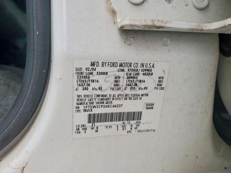 57586296 :رقم المزاد ، 1FTSW31P24EC46237 vin ، 2004 Ford F350 مزاد بيع