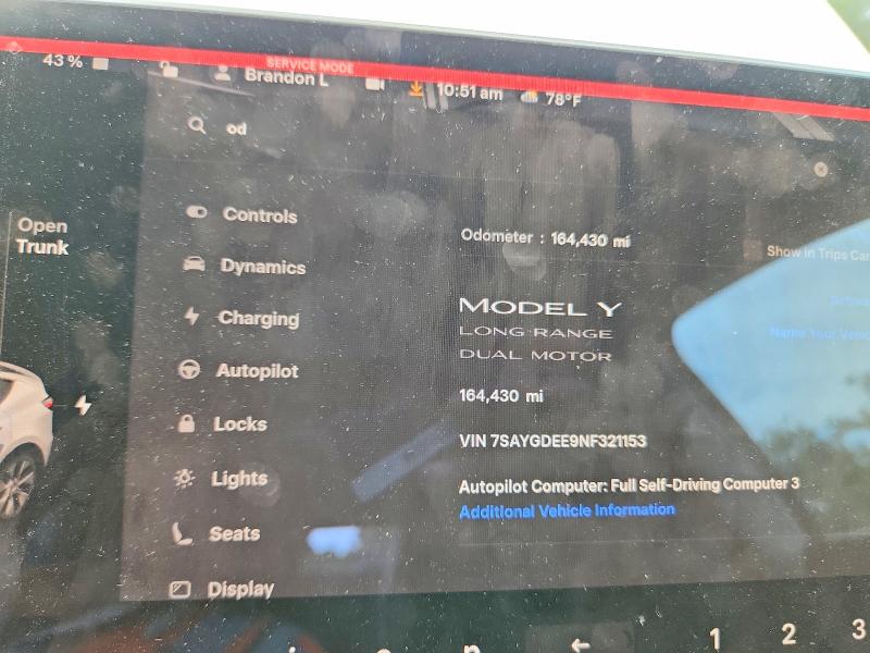 Aukcja sprzedaży 2022 Tesla Model Y, vin: 7SAYGDEE9NF321153, numer aukcji: 57376376