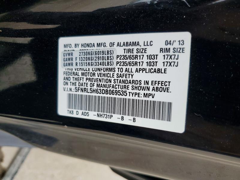 2013 Honda Odyssey მანქანა იყიდება აუქციონზე, vin: 5FNRL5H63DB069535, აუქციონის ნომერი: 56453896