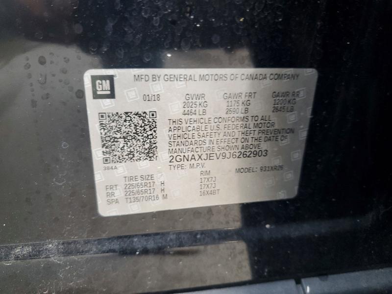 Aukcja sprzedaży 2018 Chevrolet Equinox, vin: 2GNAXJEV9J6262903, numer aukcji: 55313596