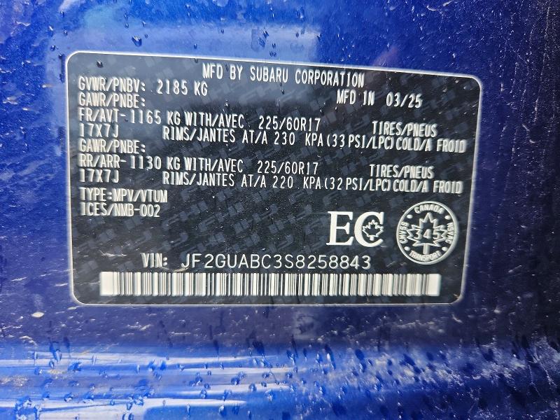 Продажа на аукционе авто 2025 Subaru Crosstrek, vin: JF2GUABC3S8258843, номер лота: 57829896