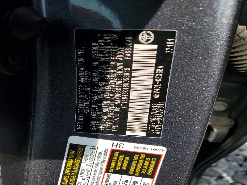 Aukcja sprzedaży 2008 Toyota Camry, vin: 4T1BB46K48U053819, numer aukcji: 55921496