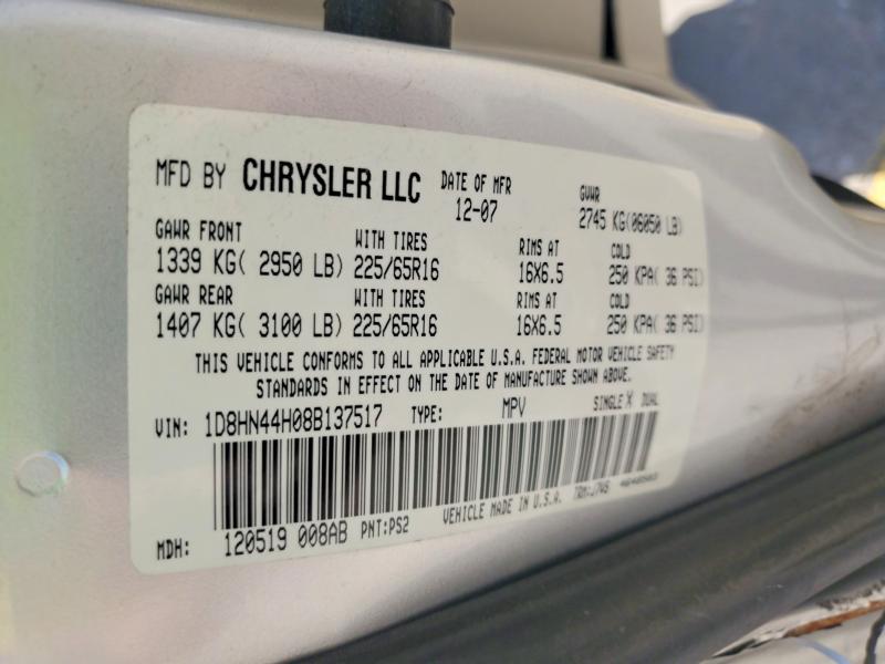 58391636 :رقم المزاد ، 1D8HN44H08B137517 vin ، 2008 Dodge Grand Caravan مزاد بيع