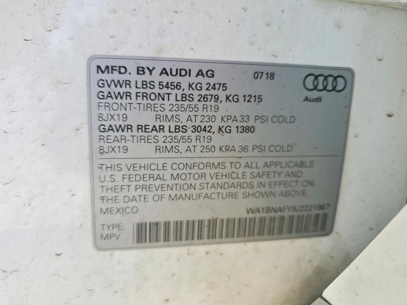 Aukcja sprzedaży 2018 Audi Q5, vin: WA1BNAFY9J2221867, numer aukcji: 55436416