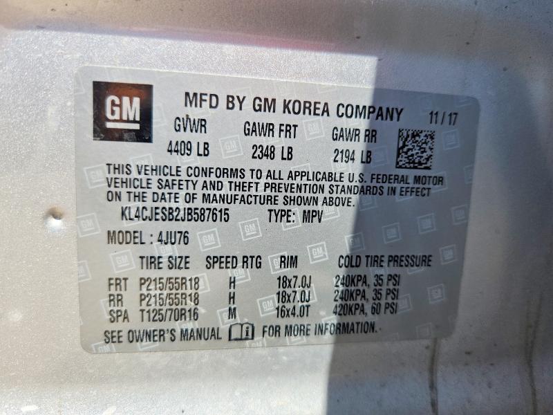 Продаж на аукціоні авто 2018 Buick Encore, vin: KL4CJESB2JB587615, номер лоту: 55920336