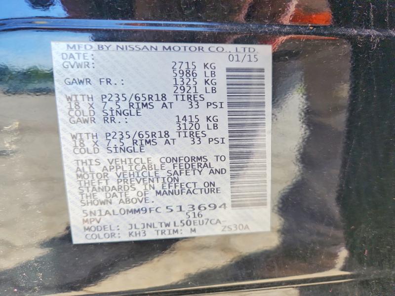 56673066 :رقم المزاد ، 5N1AL0MM9FC513694 vin ، 2015 Infiniti Qx60 مزاد بيع