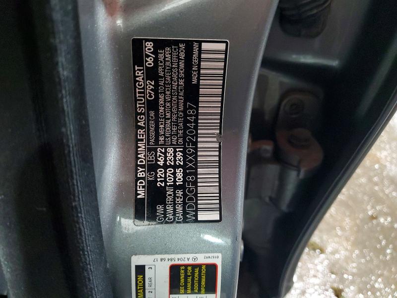 57413826 :رقم المزاد ، WDDGF81XX9F204487 vin ، 2009 Mercedes-benz C مزاد بيع
