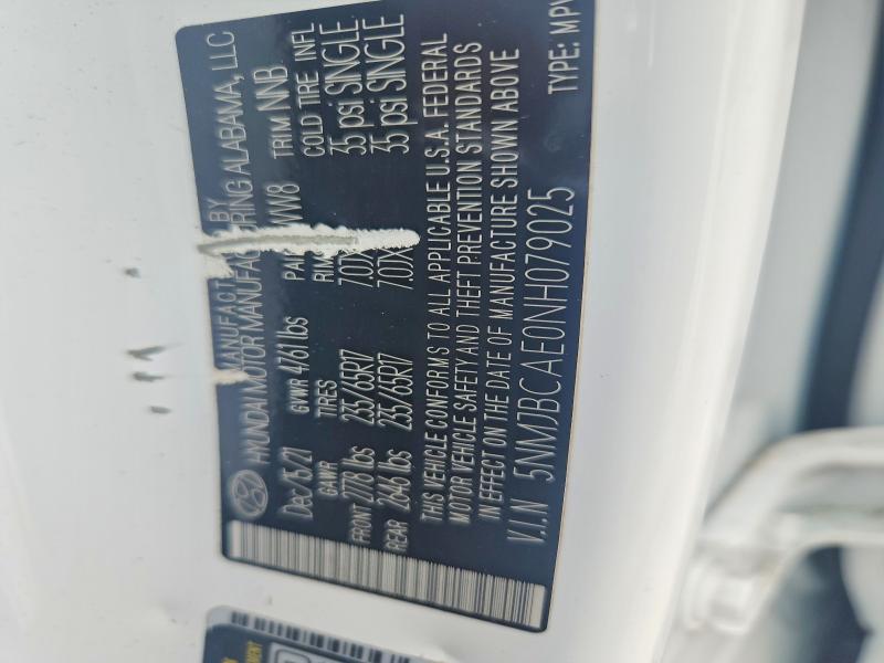 58904336 :رقم المزاد ، 5NMJBCAE0NH079025 vin ، 2022 Hyundai Tucson مزاد بيع