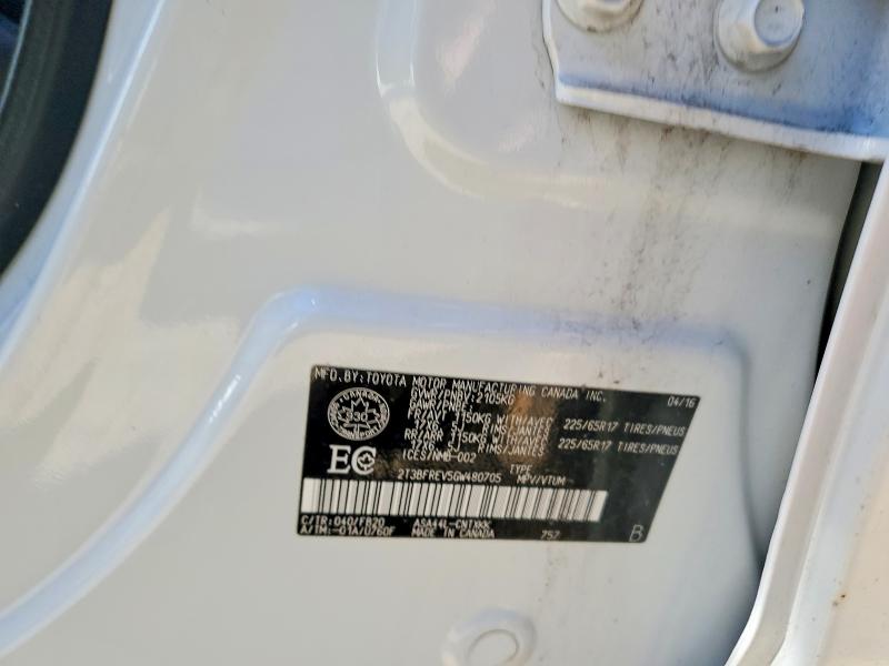 2016 Toyota Rav4 მანქანა იყიდება აუქციონზე, vin: 2T3BFREV5GW480705, აუქციონის ნომერი: 54617276