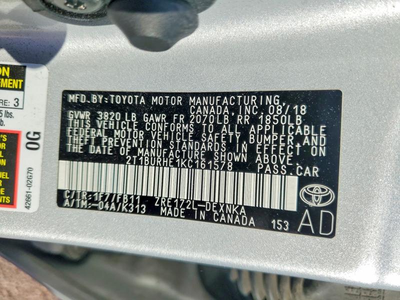 Aukcja sprzedaży 2019 Toyota Corolla, vin: 2T1BURHE1KC161578, numer aukcji: 54632996