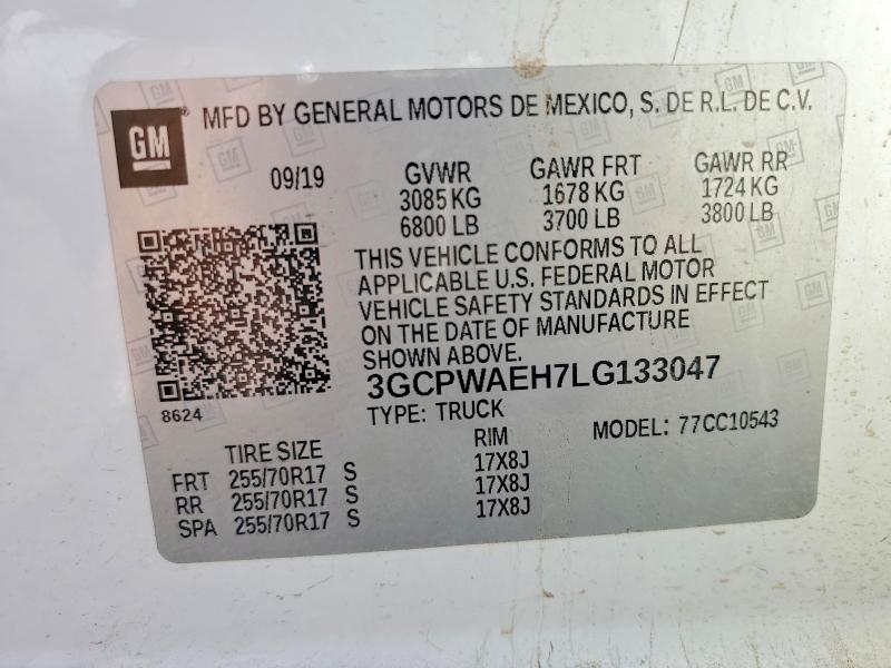 Продаж на аукціоні авто 2020 Chevrolet Silverado, vin: 3GCPWAEH7LG133047, номер лоту: 56509616