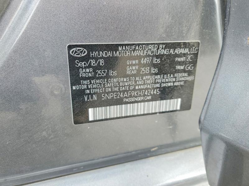 2019 Hyundai Sonata მანქანა იყიდება აუქციონზე, vin: 5NPE24AF9KH742445, აუქციონის ნომერი: 58968236